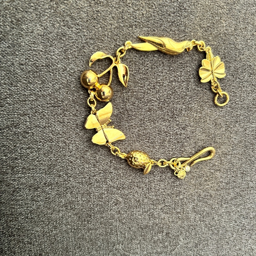 Ann Taylor Gold Cherry Charm Bracelet